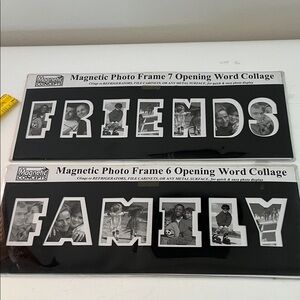 Magnetic Photo Frame Set  Family and Friends  word collage